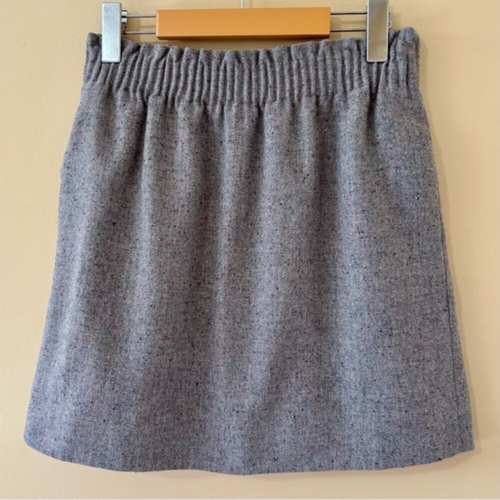 J.Crew| Classic Grey A-Line Women’s Skirt Elastic Waist Pockets Wool Blend Sz 4